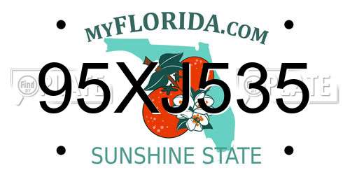 95XJ535 Florida License Plate