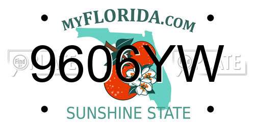 9606YW Florida License Plate
