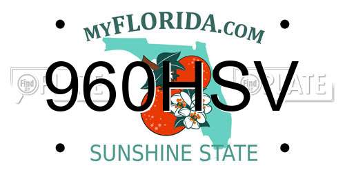 960HSV Florida License Plate