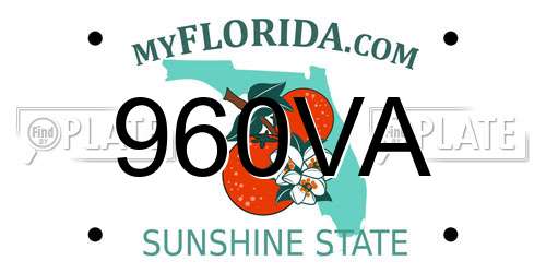 960VA Florida License Plate