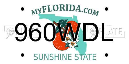 960WDL Florida License Plate