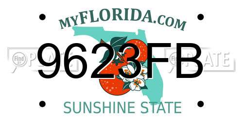 9623FB Florida License Plate