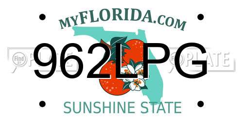 962LPG Florida License Plate