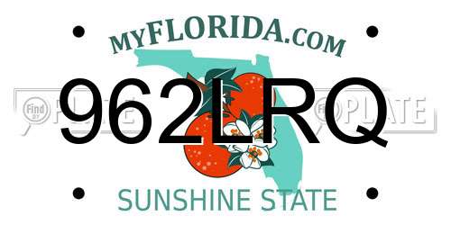 962LRQ Florida License Plate