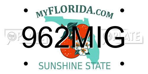 962MIG Florida License Plate