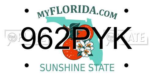 962PYK Florida License Plate