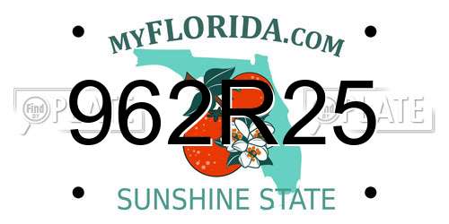 962R25 Florida License Plate