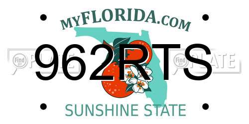 962RTS Florida License Plate