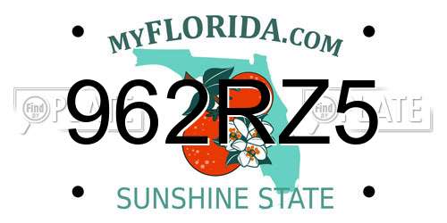 962RZ5 Florida License Plate