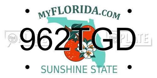 962TGD Florida License Plate
