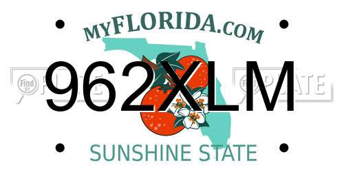 962XLM Florida License Plate