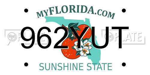 962YUT Florida License Plate