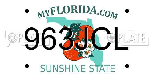 963JCL Florida License Plate