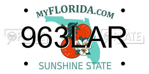 963LAR Florida License Plate