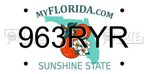 963RYR Florida License Plate