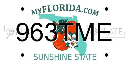 963TME Florida License Plate
