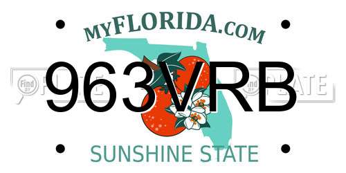 963VRB Florida License Plate