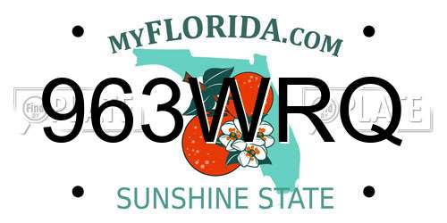 963WRQ Florida License Plate