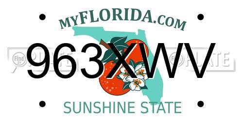 963XWV Florida License Plate