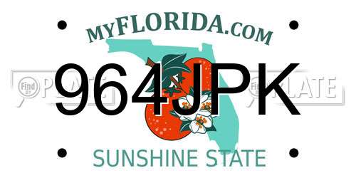 964JPK Florida License Plate