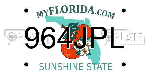 964JPL Florida License Plate