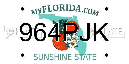 964PJK Florida License Plate
