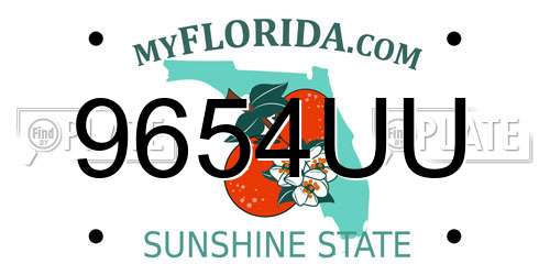 9654UU Florida License Plate