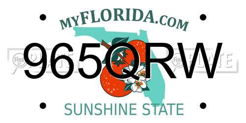965QRW Florida License Plate