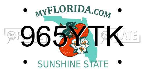 965YTK Florida License Plate