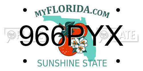 966PYX Florida License Plate