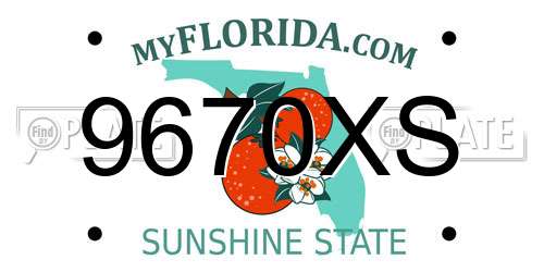 9670XS Florida License Plate