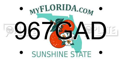 967GAD Florida License Plate