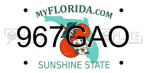 967GAO Florida License Plate