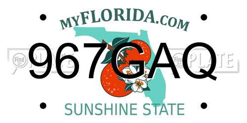 967GAQ Florida License Plate