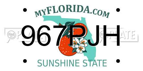 967PJH Florida License Plate