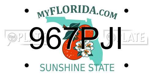 967PJI Florida License Plate