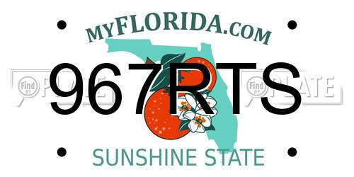 967RTS Florida License Plate
