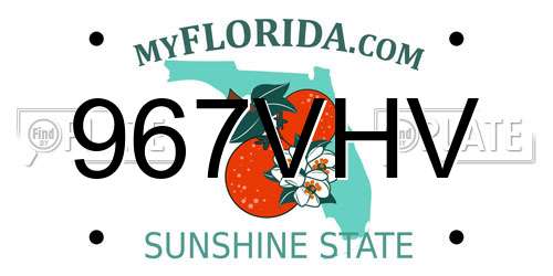 967VHV Florida License Plate