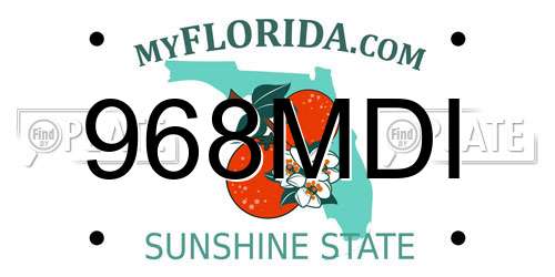 968MDI Florida License Plate