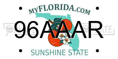 96AAAR Florida License Plate