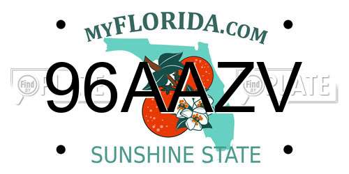 96AAZV Florida License Plate