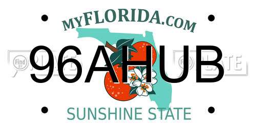 96AHUB Florida License Plate