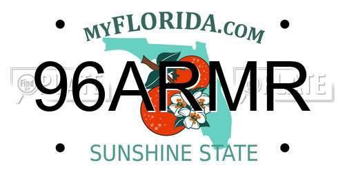 96ARMR Florida License Plate