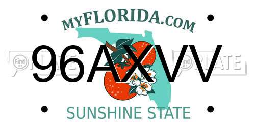 96AXVV Florida License Plate