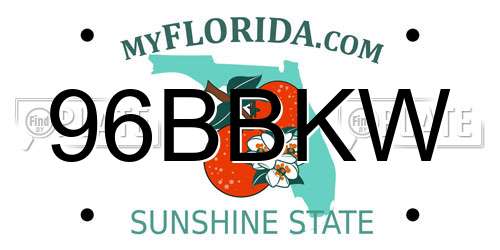 96BBKW Florida License Plate
