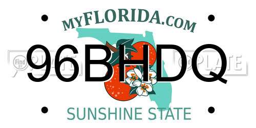 96BHDQ Florida License Plate