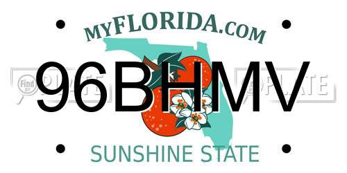 96BHMV Florida License Plate