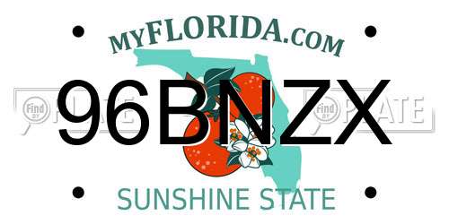 96BNZX Florida License Plate
