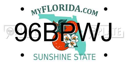 96BPWJ Florida License Plate