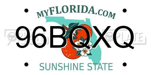 96BQXQ Florida License Plate